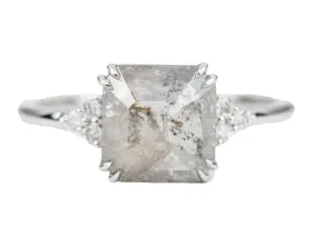 Ring Style - Prong Setting with Trio Side Stones for Regular Cut or Rose Cut Center Stone AD1752C