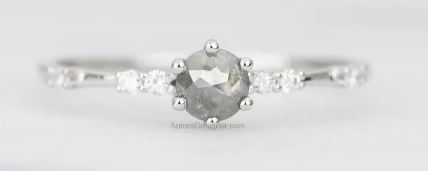 Ring Style - Scattered Diamond Shank Setting for Regular Cut or Rose Cut Center Stone AD1377C