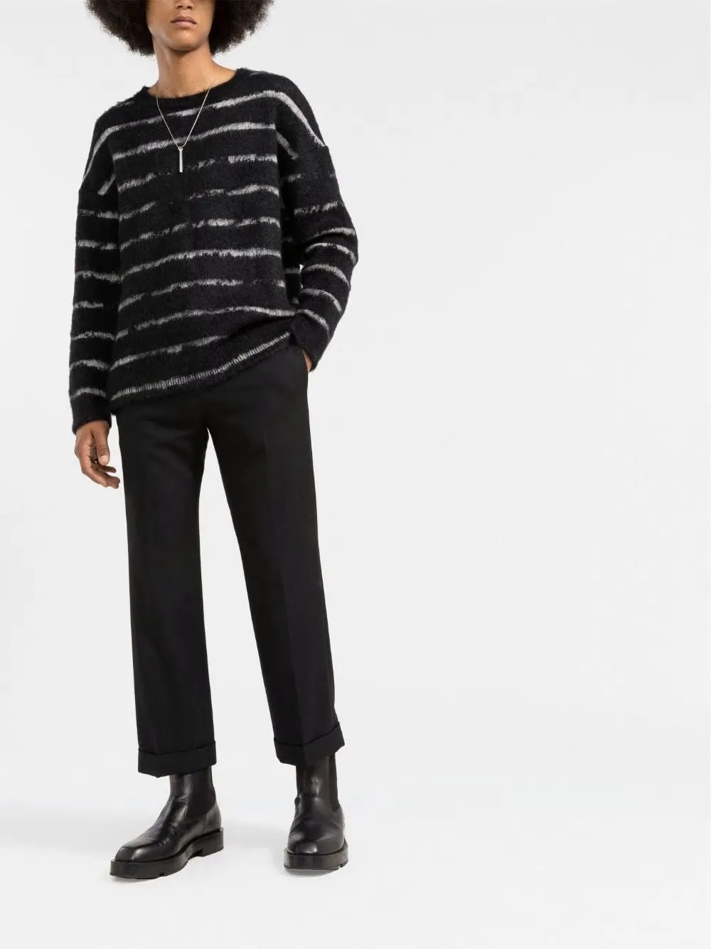 SAINT LAURENT Vintage Inspired 90's Striped Sweater for Men