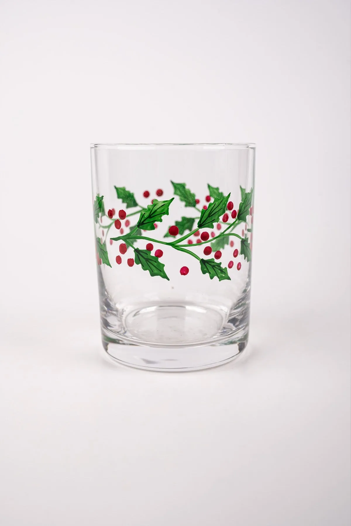 Set Of 4 Christmas Holly DOF Glasses