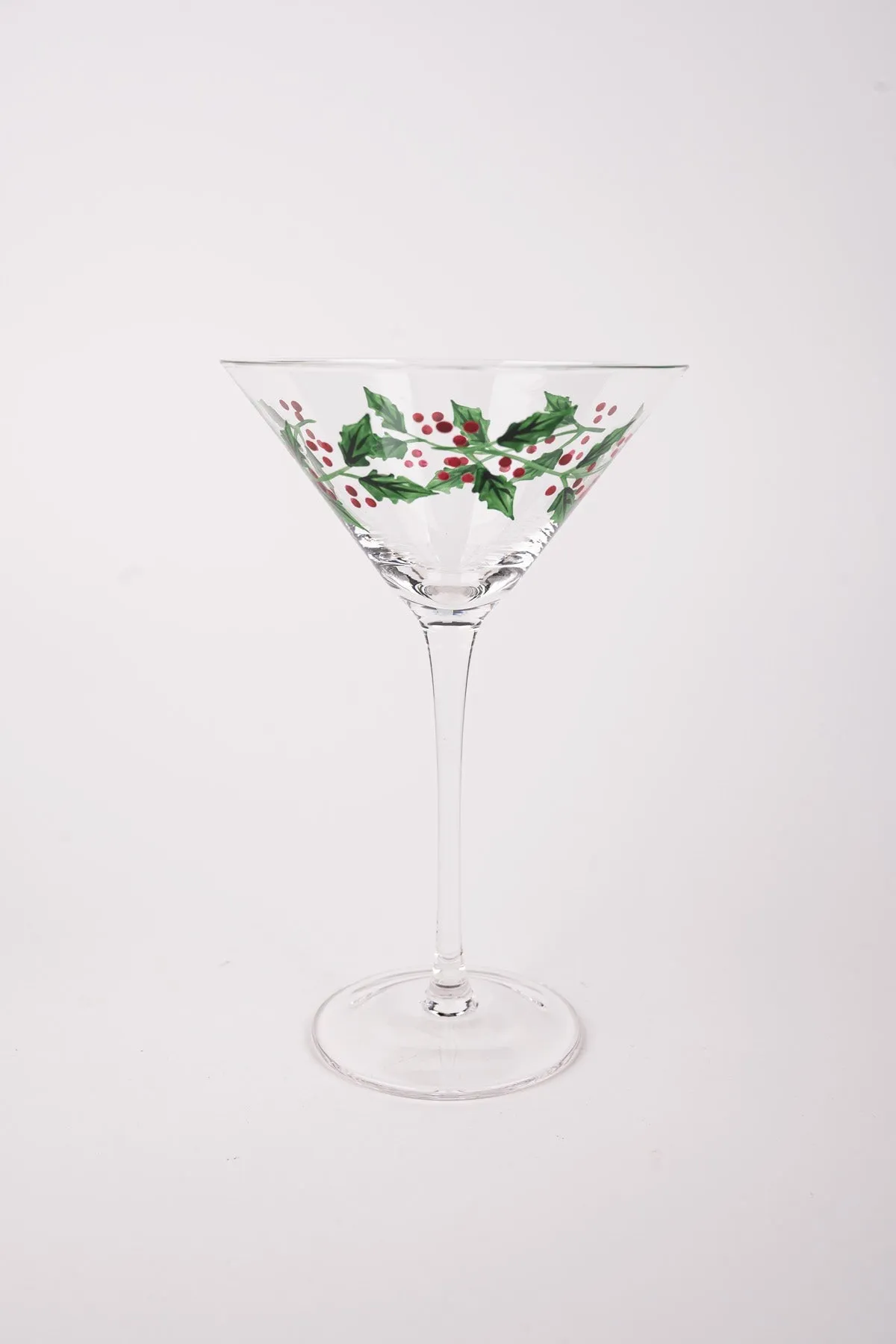 Set of 4 Christmas Holly Martini Glasses