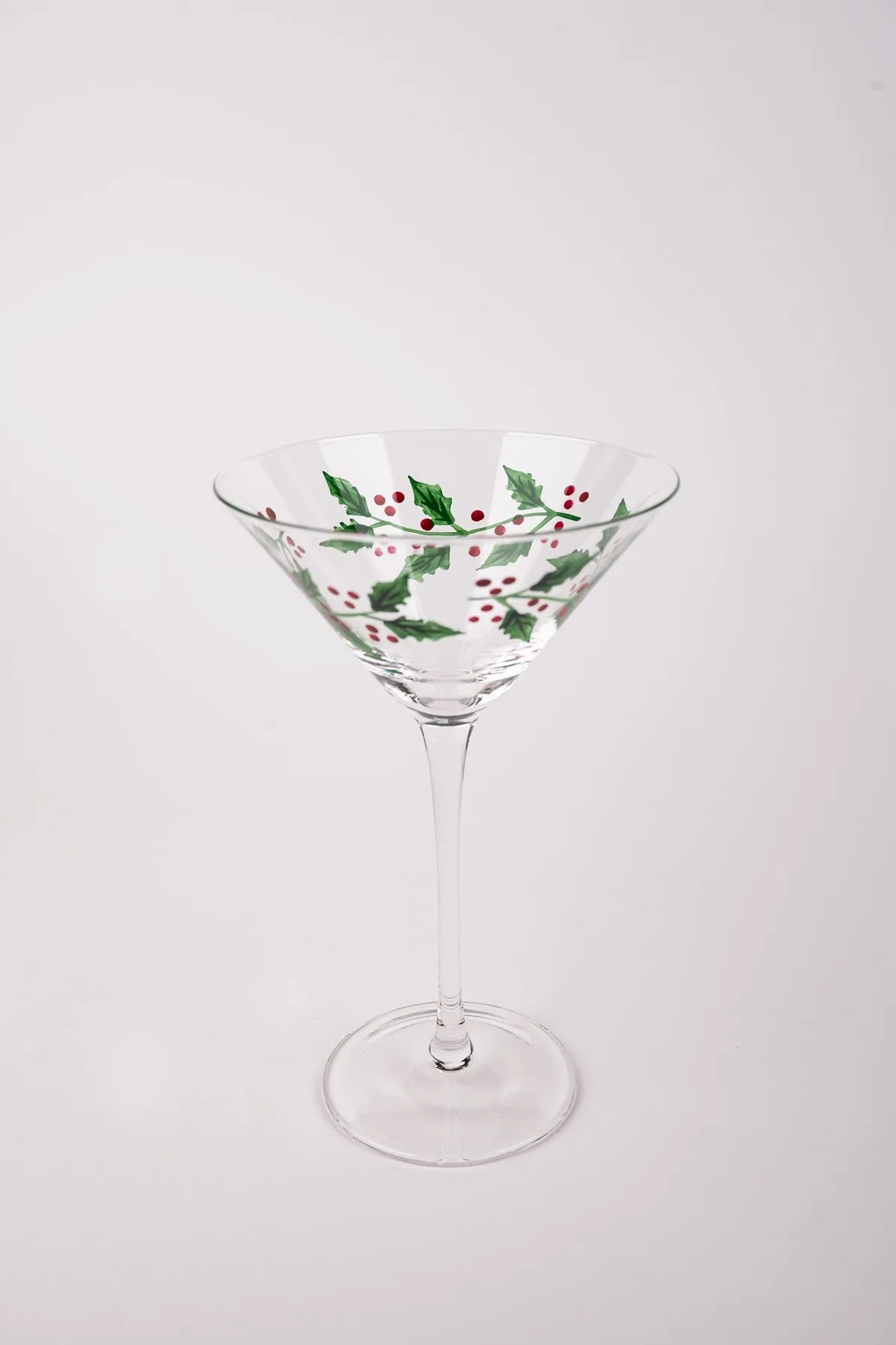 Set of 4 Christmas Holly Martini Glasses