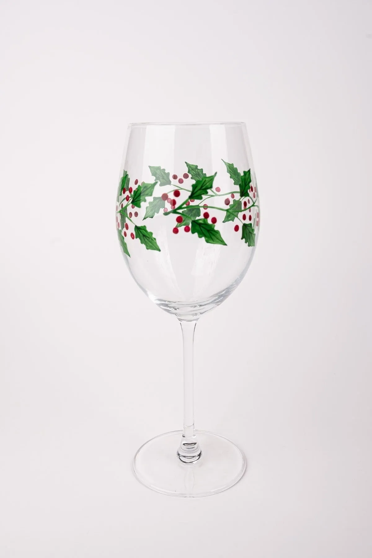 Set of 4 Christmas Holly Wine Glasses