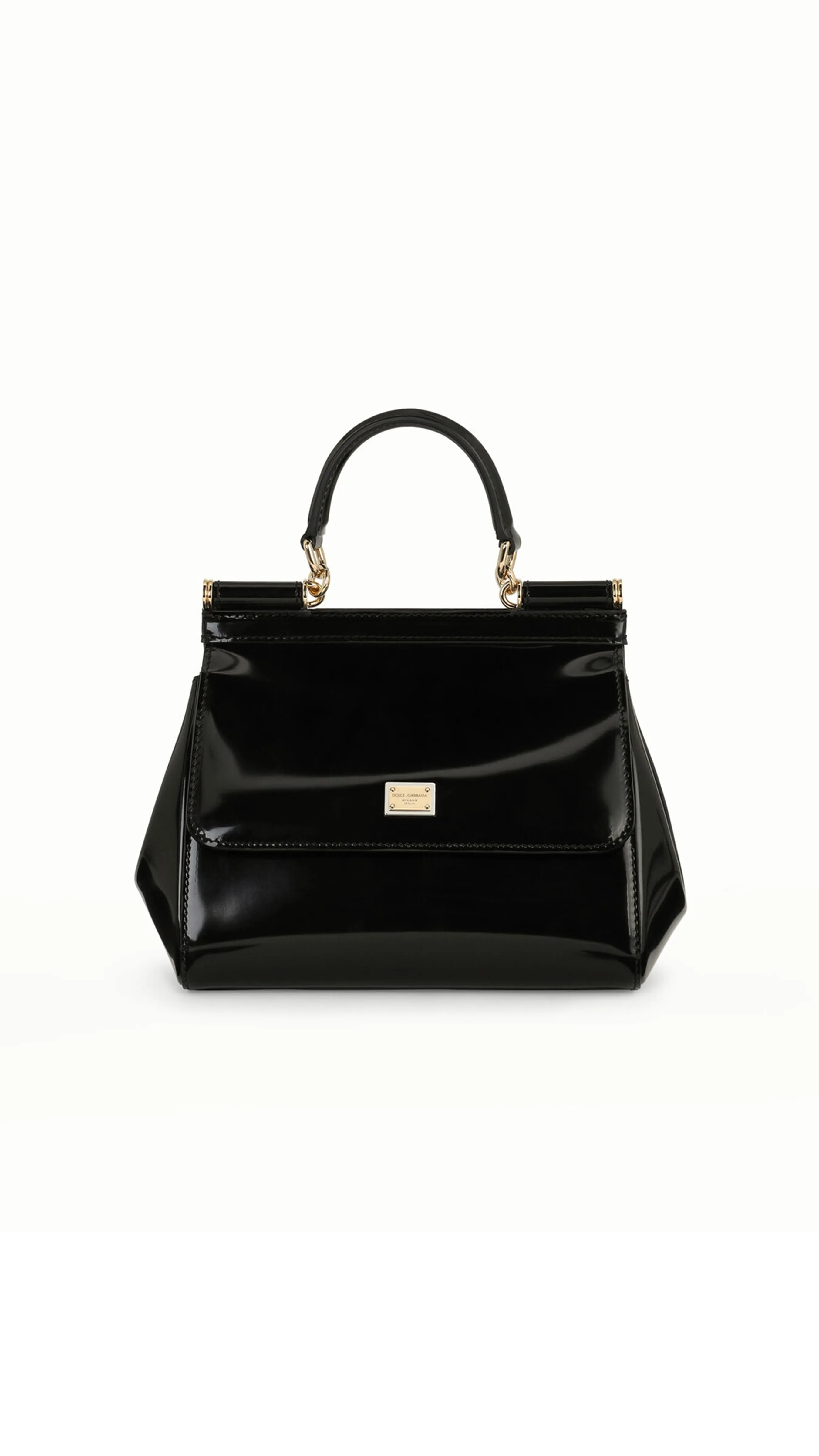 Small Sicily Bag in Polished Calfskin - Black