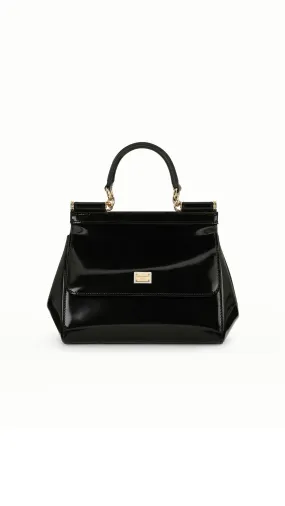 Small Sicily Bag in Polished Calfskin - Black