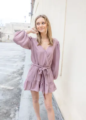 Solid Long Sleeve Ruffle Romper