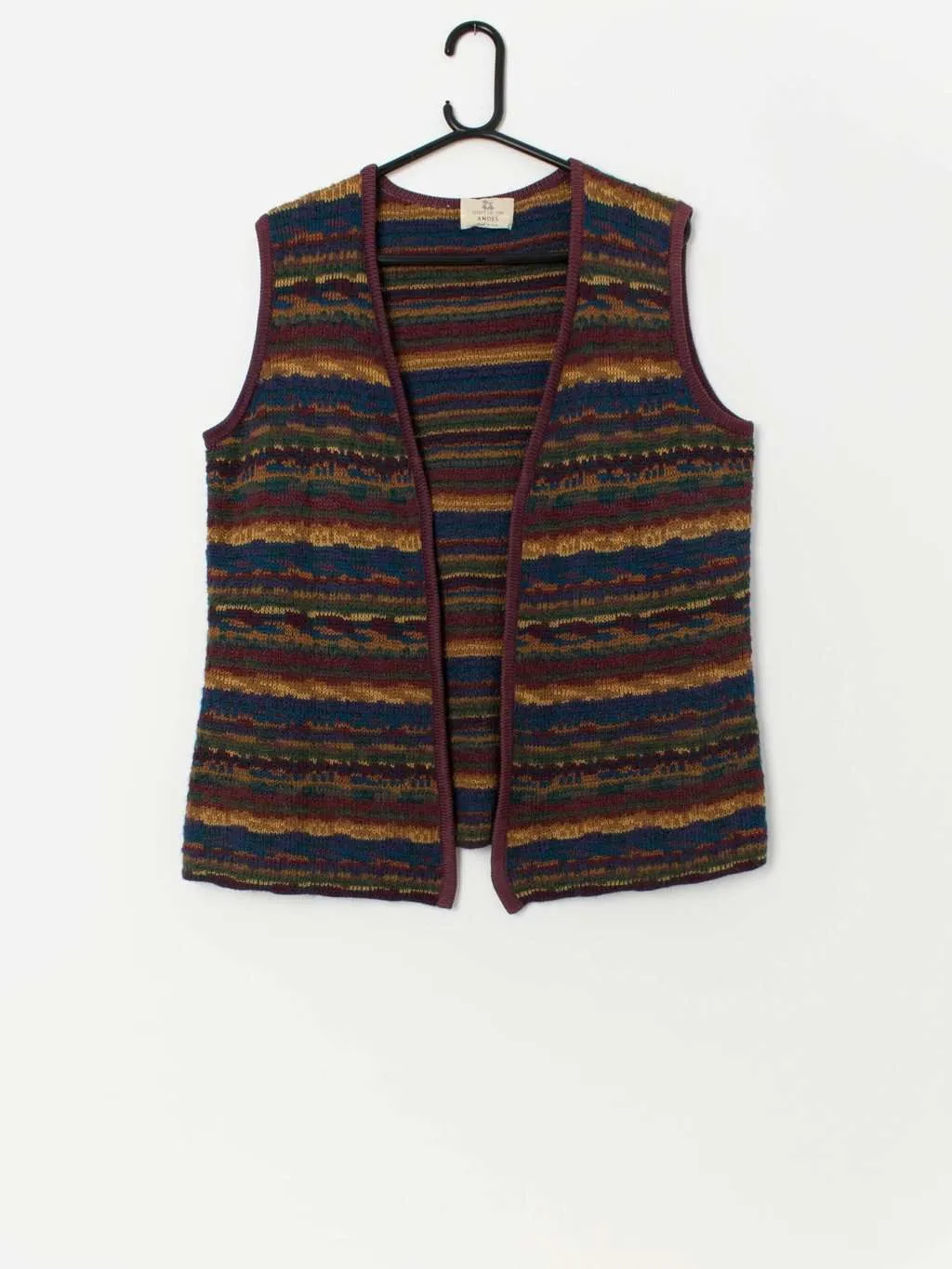 Spirit of the Andes alpaca cotton vest with striped pattern – Medium