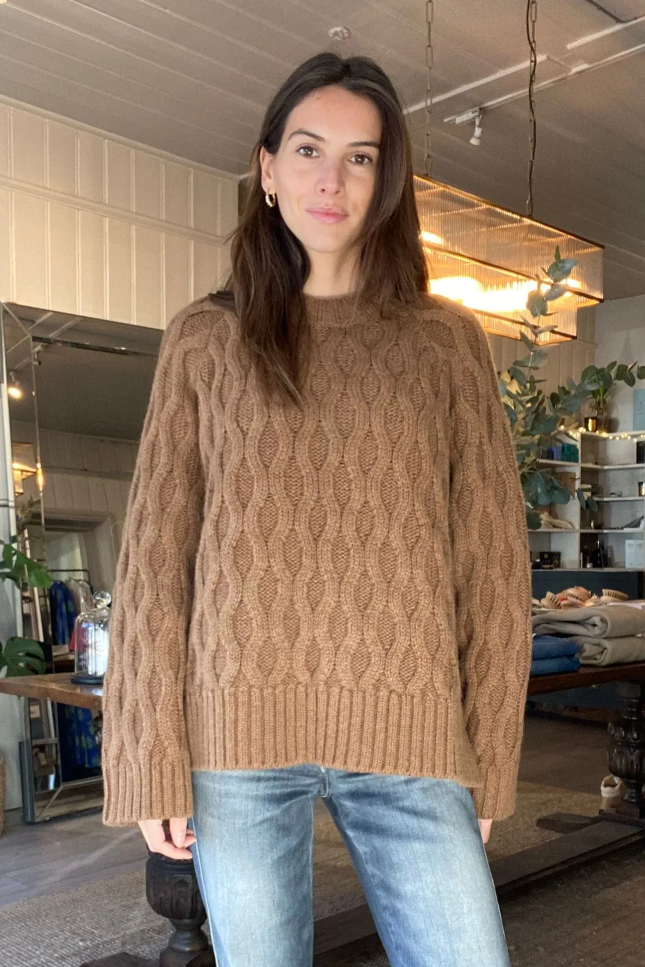 STUDIO WYLDER CABLE SWEATER IN TOBACCO