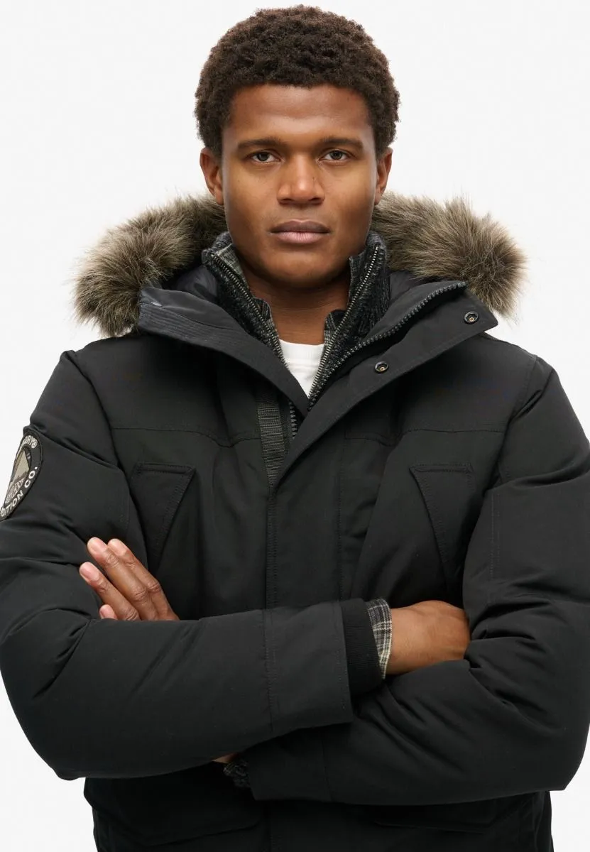 Superdry Everest Faux Fur Parka Jacket Jet Black