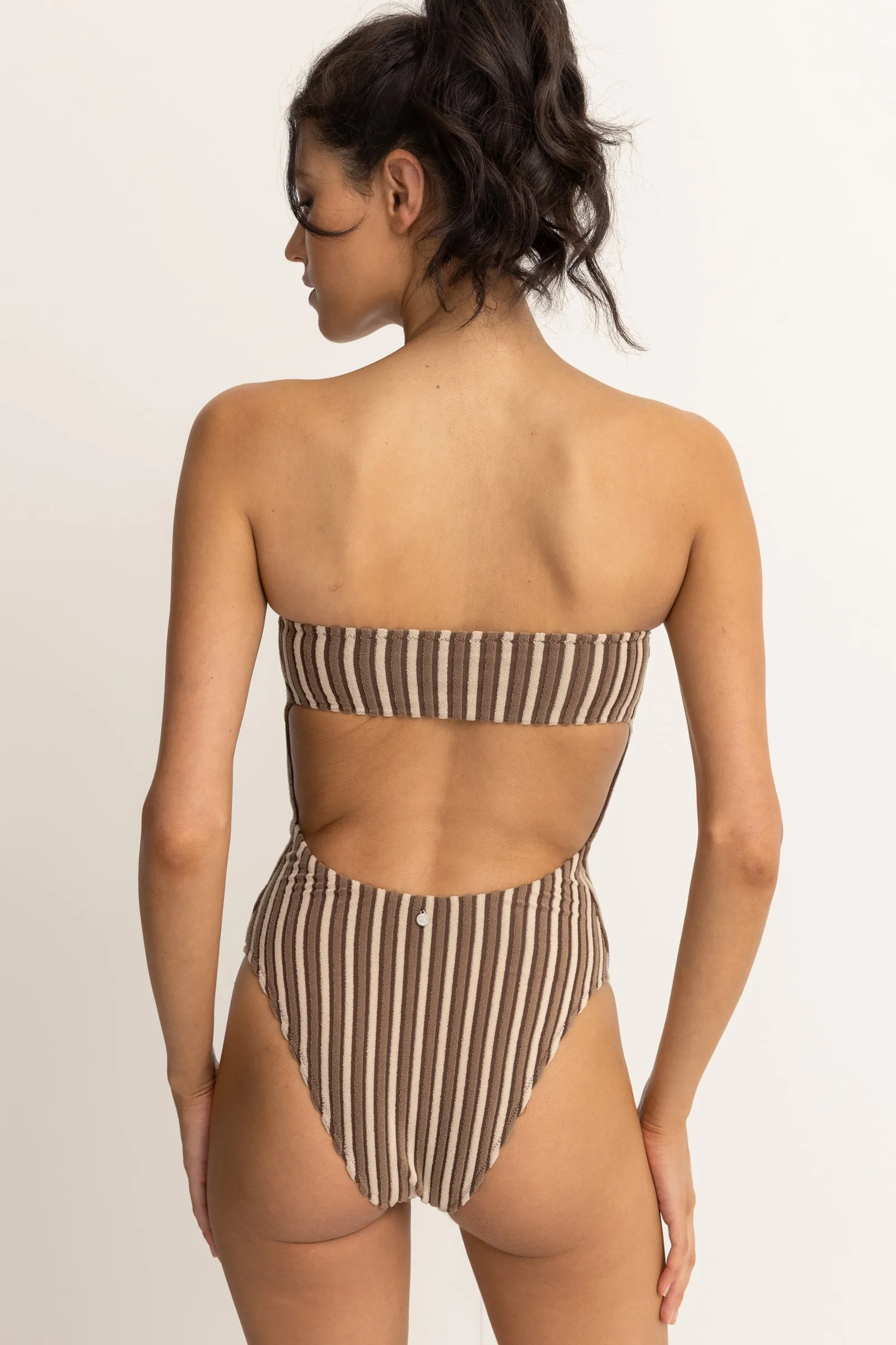 Terry Sands Stripe Strapless One Piece Cocoa