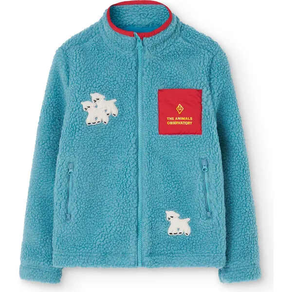 The Animals Observatory Shrew Sheep Regular Fit Fleece Jacket, Soft Blue