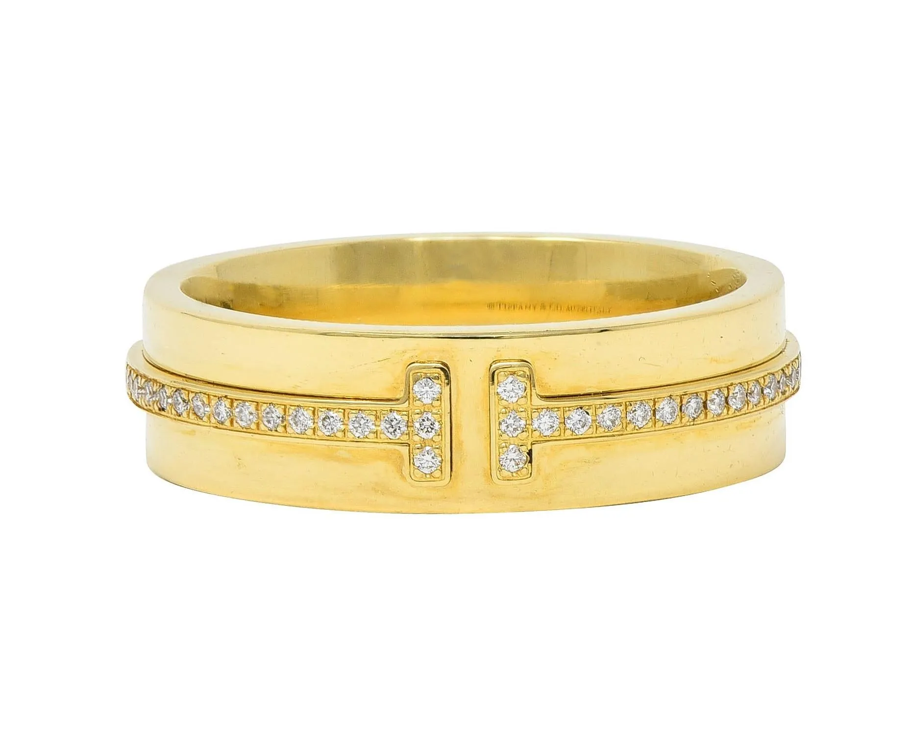 Tiffany & Co. Contemporary Diamond 18 Karat Yellow Gold T Collection Wide Band Ring