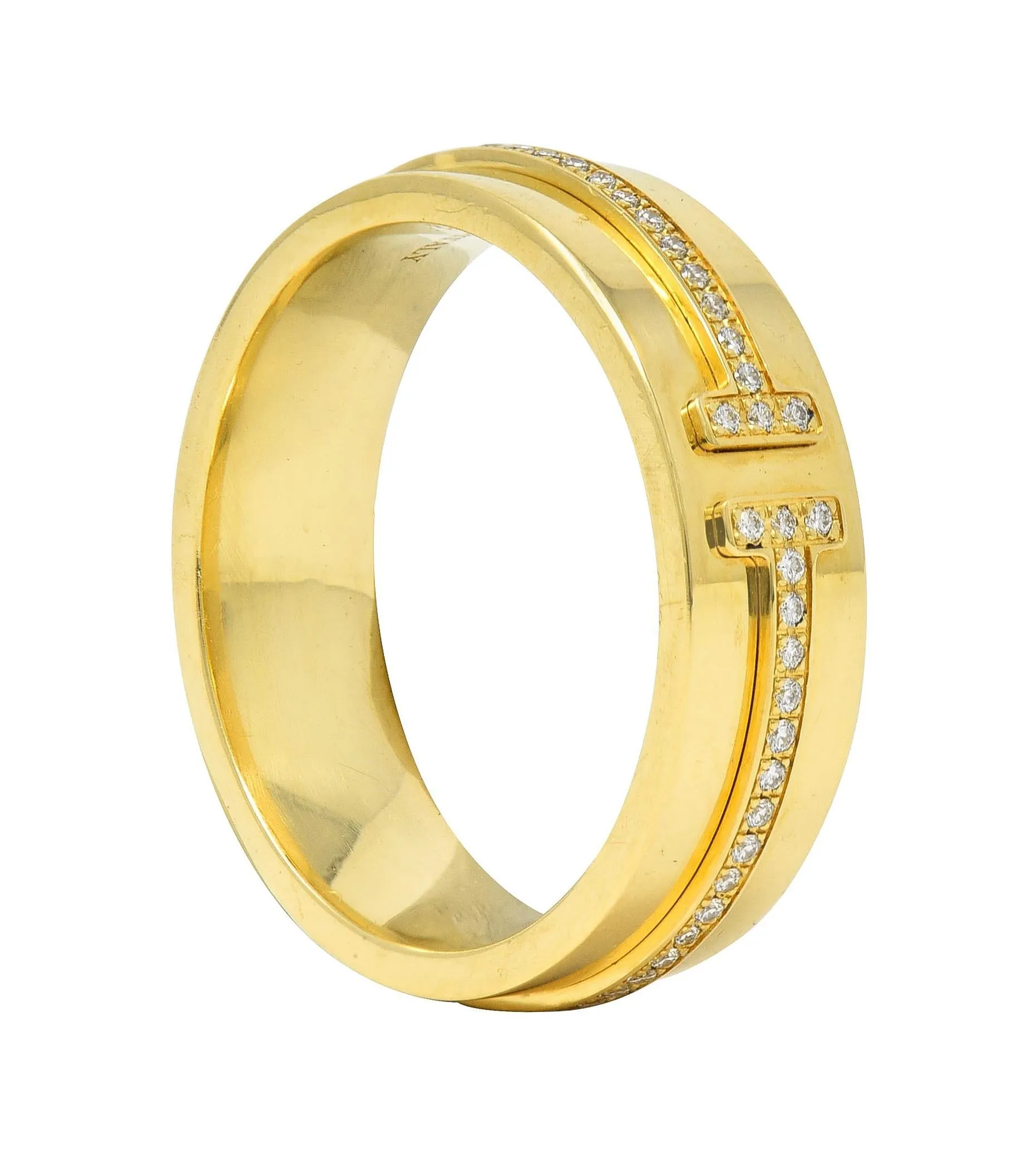 Tiffany & Co. Contemporary Diamond 18 Karat Yellow Gold T Collection Wide Band Ring