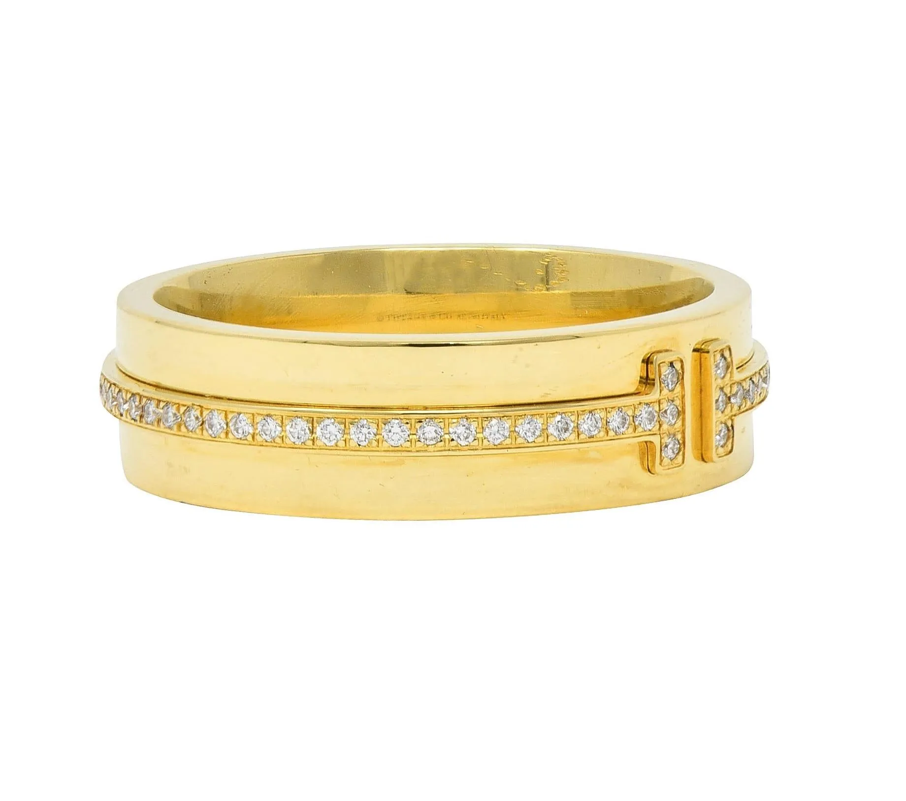 Tiffany & Co. Contemporary Diamond 18 Karat Yellow Gold T Collection Wide Band Ring