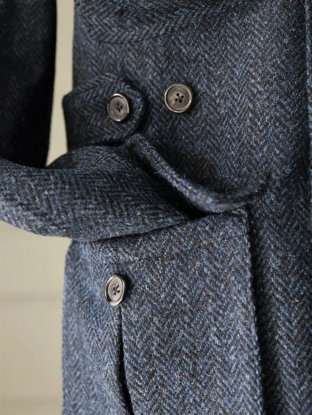 Vanacore Napoli Jacket in Navy Herringbone Harris Tweed