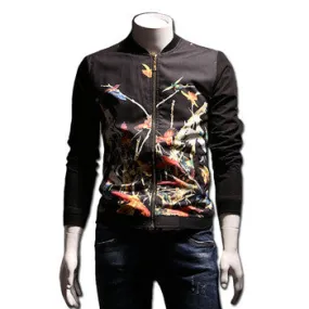 Veste Homme Zipper Jackets Jaqueta Masculina Coats Outwear Men's Casual Slim Fit Large Size Floral Jackets SM6