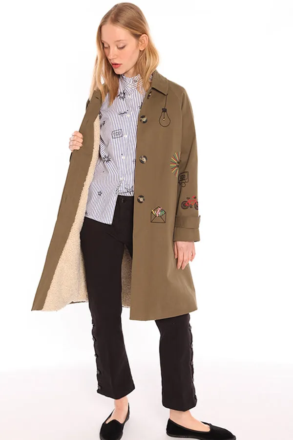 Vilagallo BERENICE EMBROIDERED TRENCH COAT