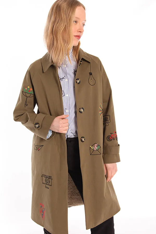 Vilagallo BERENICE EMBROIDERED TRENCH COAT