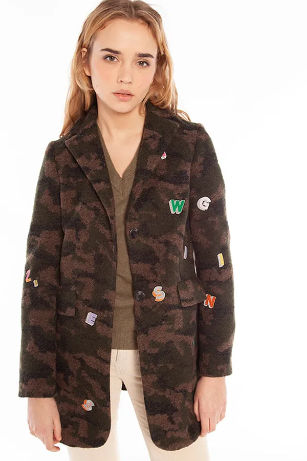 Vilagallo OXFORD EMBROIDERED CAMOUFLAGE COAT