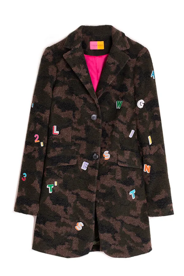 Vilagallo OXFORD EMBROIDERED CAMOUFLAGE COAT