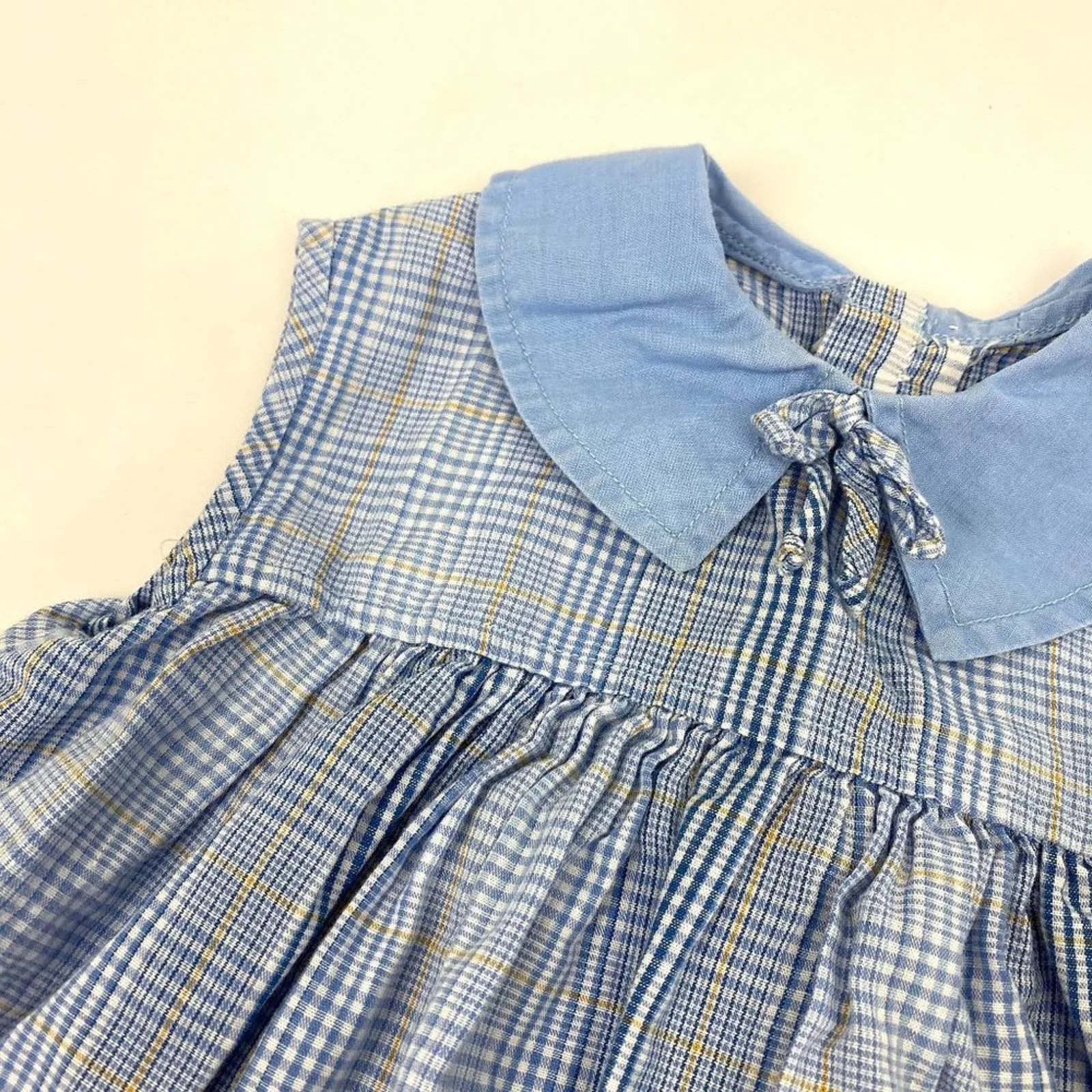 Vintage Girls Sleeveless Blue Plaid Dress