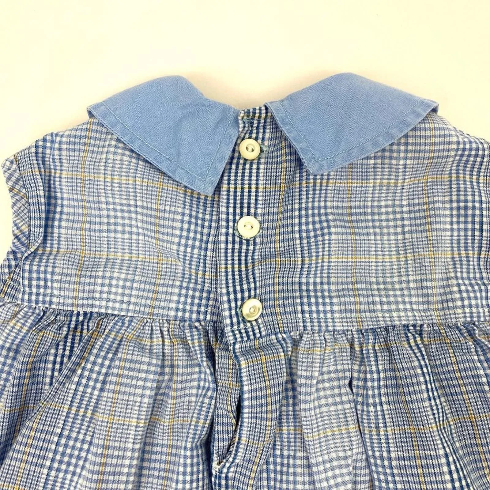 Vintage Girls Sleeveless Blue Plaid Dress