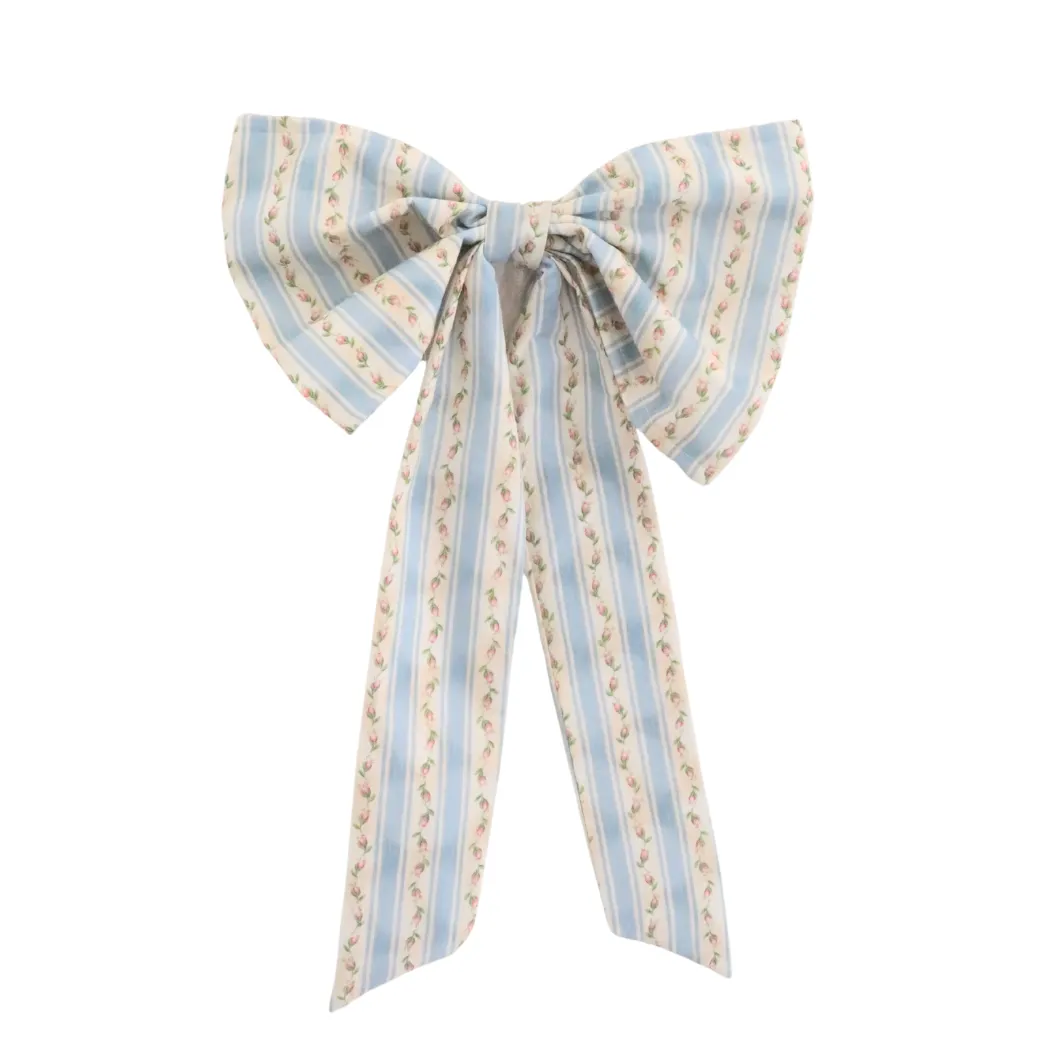 Vintage House Bow blue and rose stripe