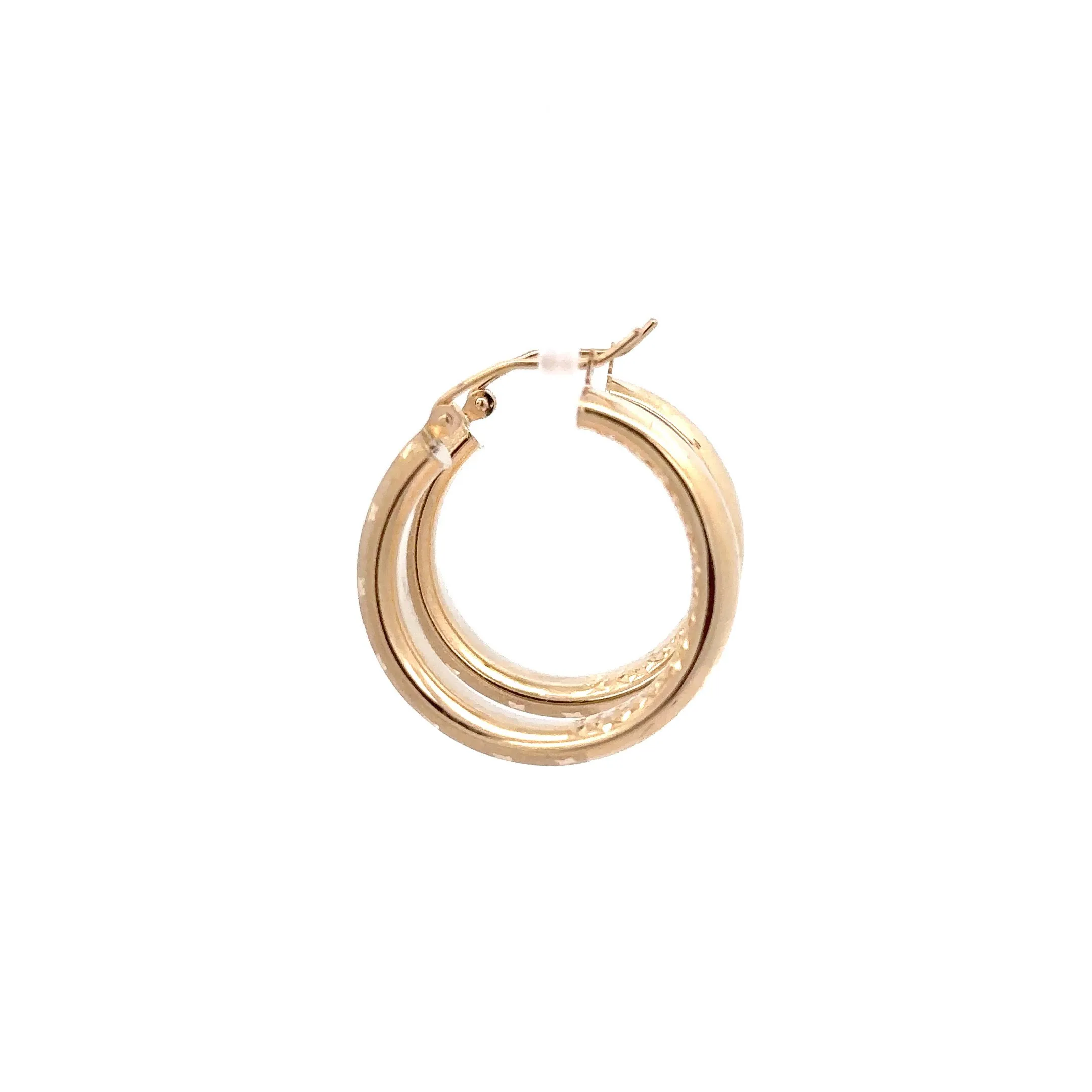 WD1155 14kt Gold Diamond Cut Detail Design Hoop 1