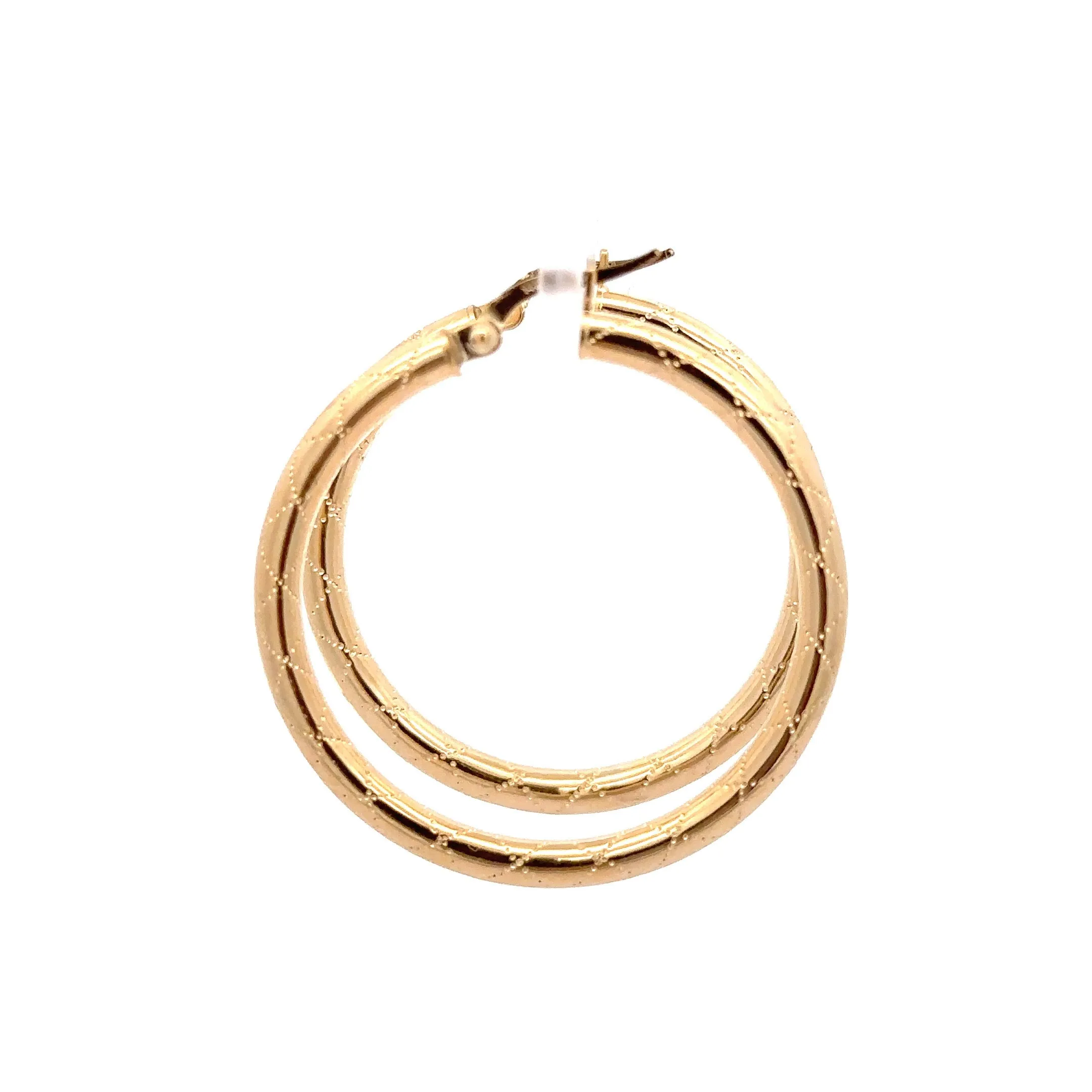 WD1158 14kt Gold Diamond Cut Detail Hoop 1.25