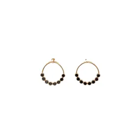 WD1235 14kt Gold with Black Diamond Detail Earrings