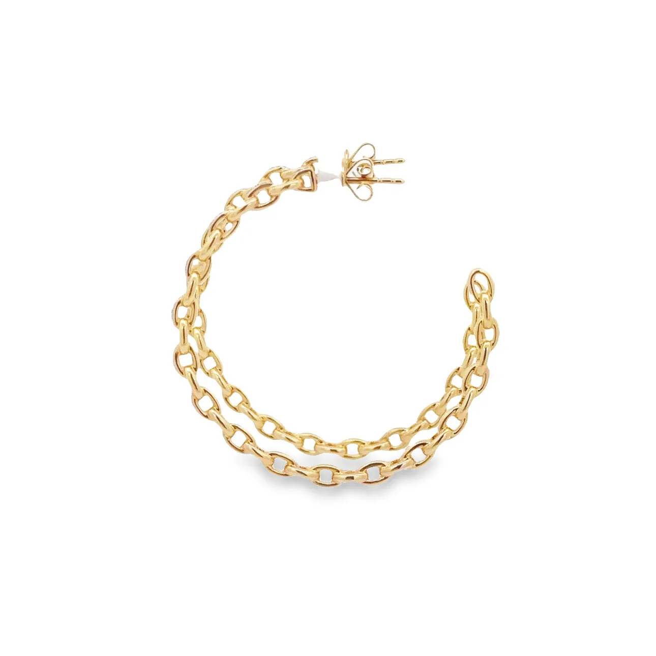 WD1236 14kt Gold Link Chain Hoop Earring with Diamond Detail