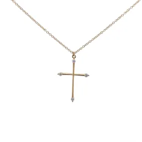 WD987 14kt Cross with diamond detail Necklace