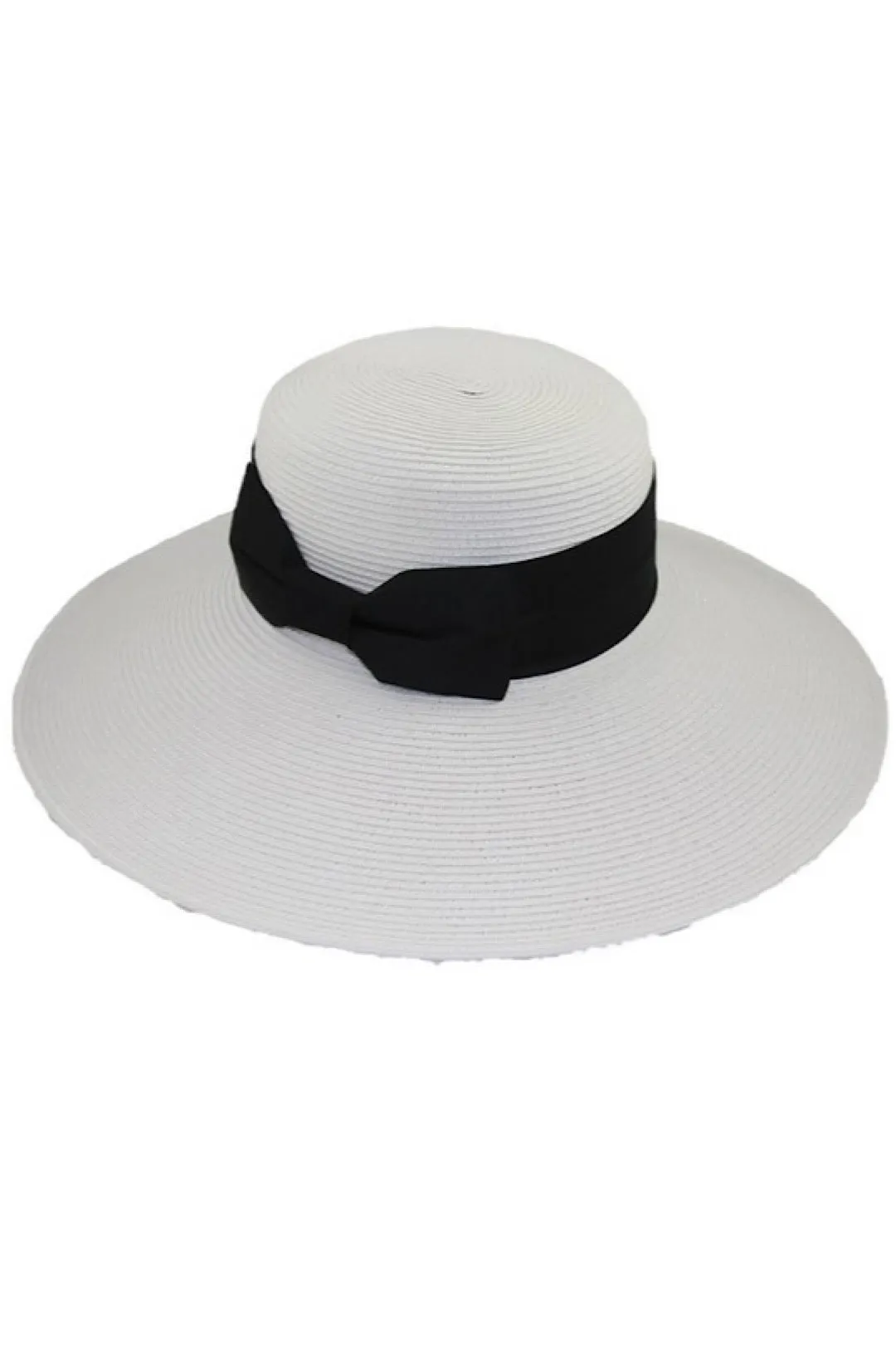 White Black Ribbon Sun Hat