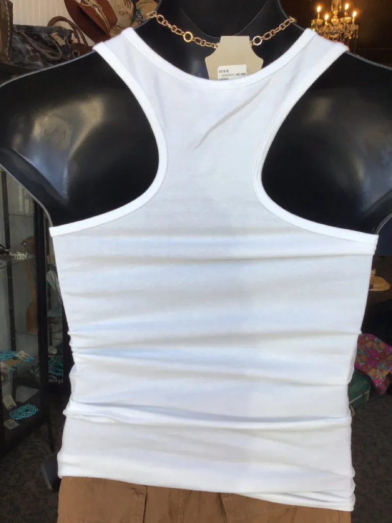 White Cotton Crewneck Spandex Racerback Tank - Small to 3X