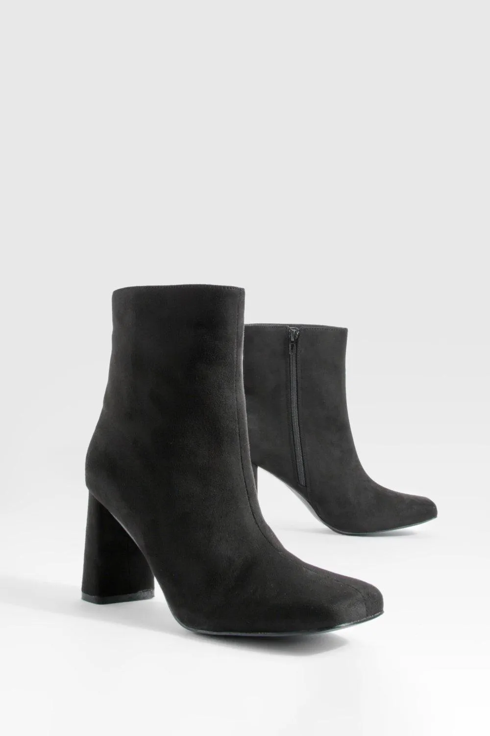 Wide Width Block Heel Faux Suede Ankle Boots