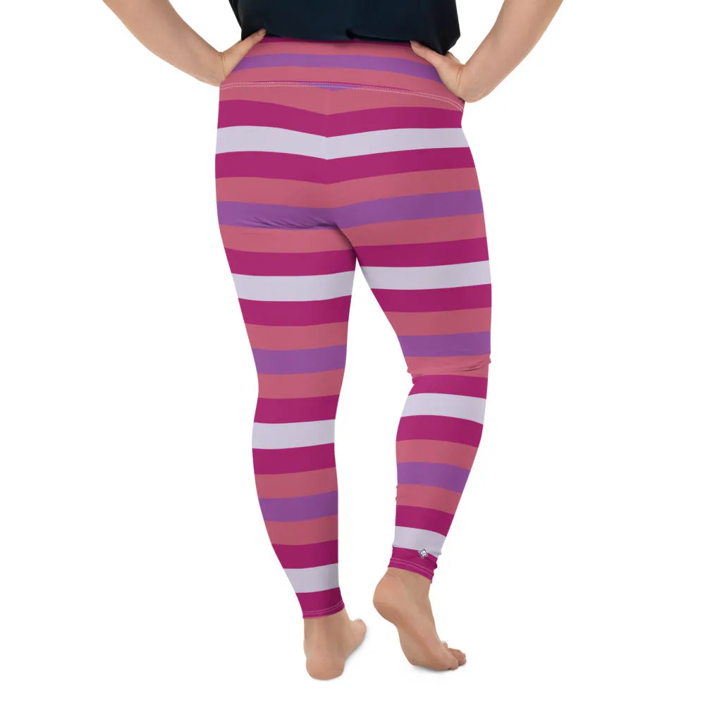 Women's High Waist Plus Size Striped Mulberry Leggings Yoga Pants