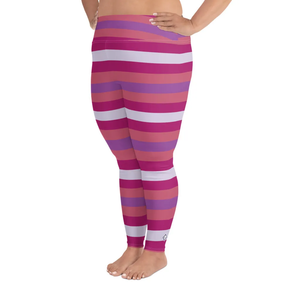 Women's High Waist Plus Size Striped Mulberry Leggings Yoga Pants