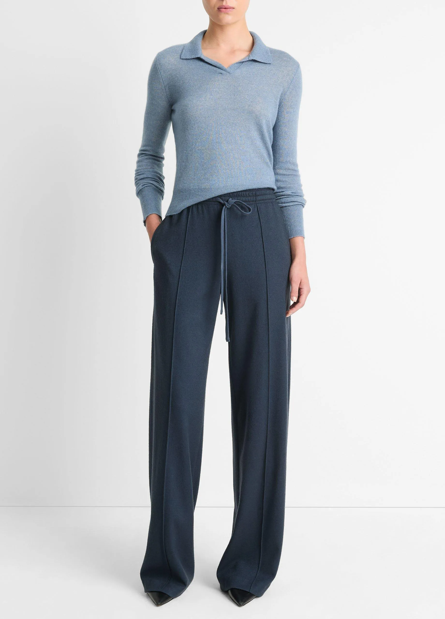 Wool-Blend Drawstring Pull-On Pant