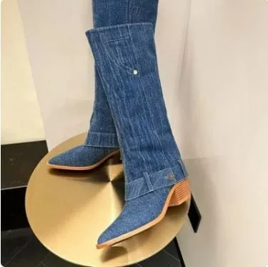 Y2K Blue Denim Boots